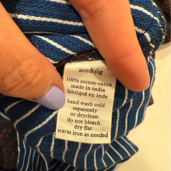 NWT Ace & Jig x Barney’s Arbor Dress in Chestnut Size Large Black Brown Blue - Picture 5 of 5